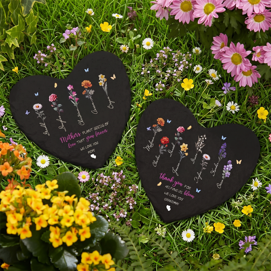 Custom Birth Flowers Garden Stone