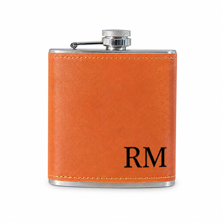 Custom Leather Wrapped 6 oz Flask