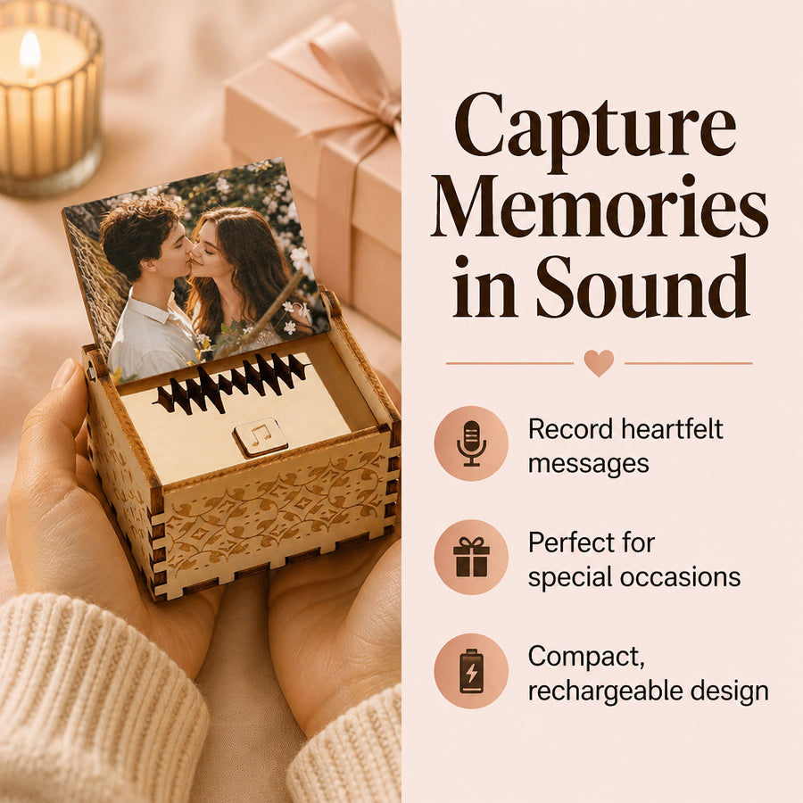 Custom Photo and Text Wooden Music Box
