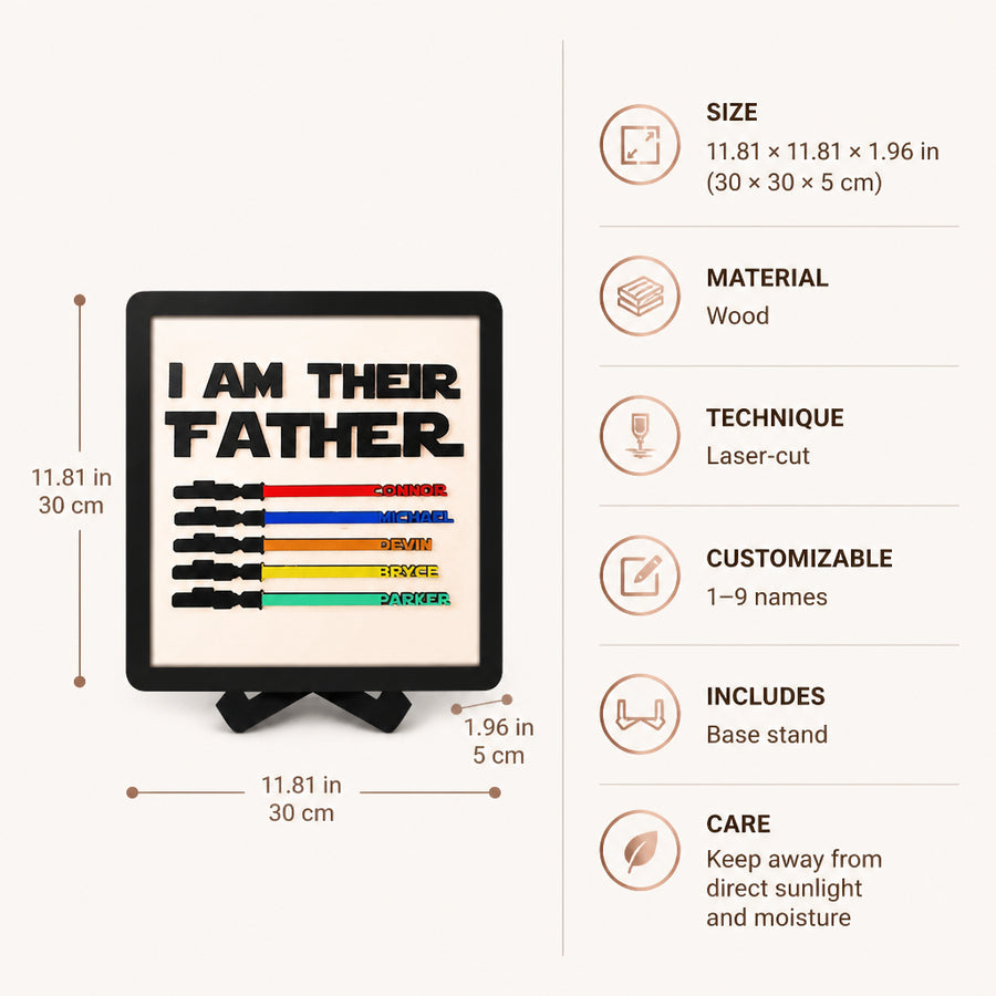 Personalized Wooden Lightsaber Plaque – I Am Their Father
