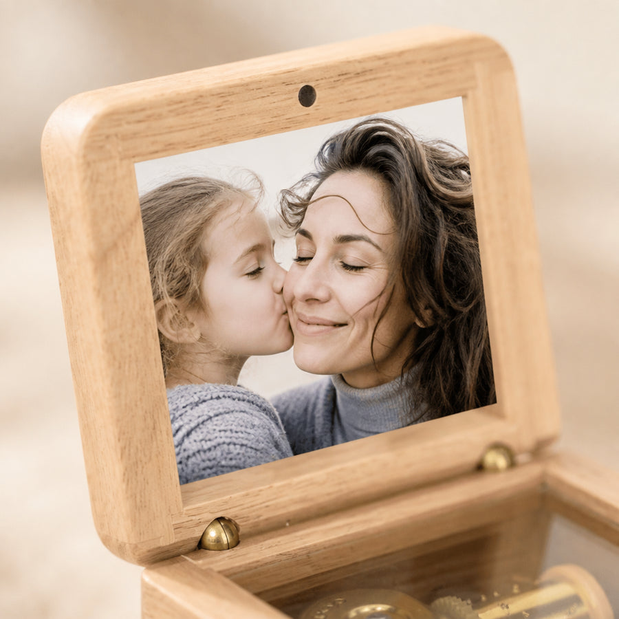 Custom Vintage Wooden Photo Music Box