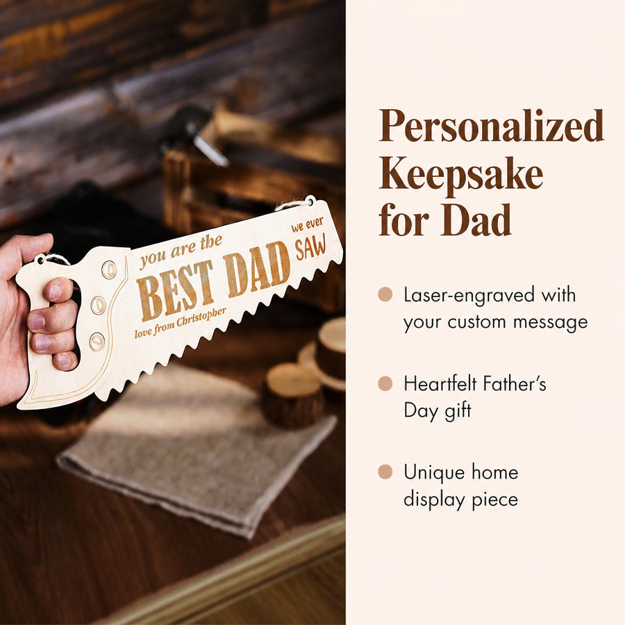 Personalized Engraved Wooden Saw Plaque