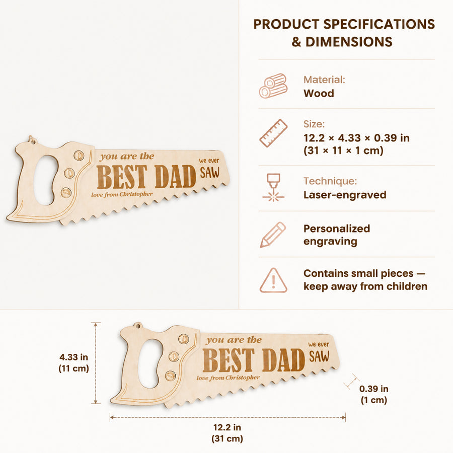 Personalized Engraved Wooden Saw Plaque