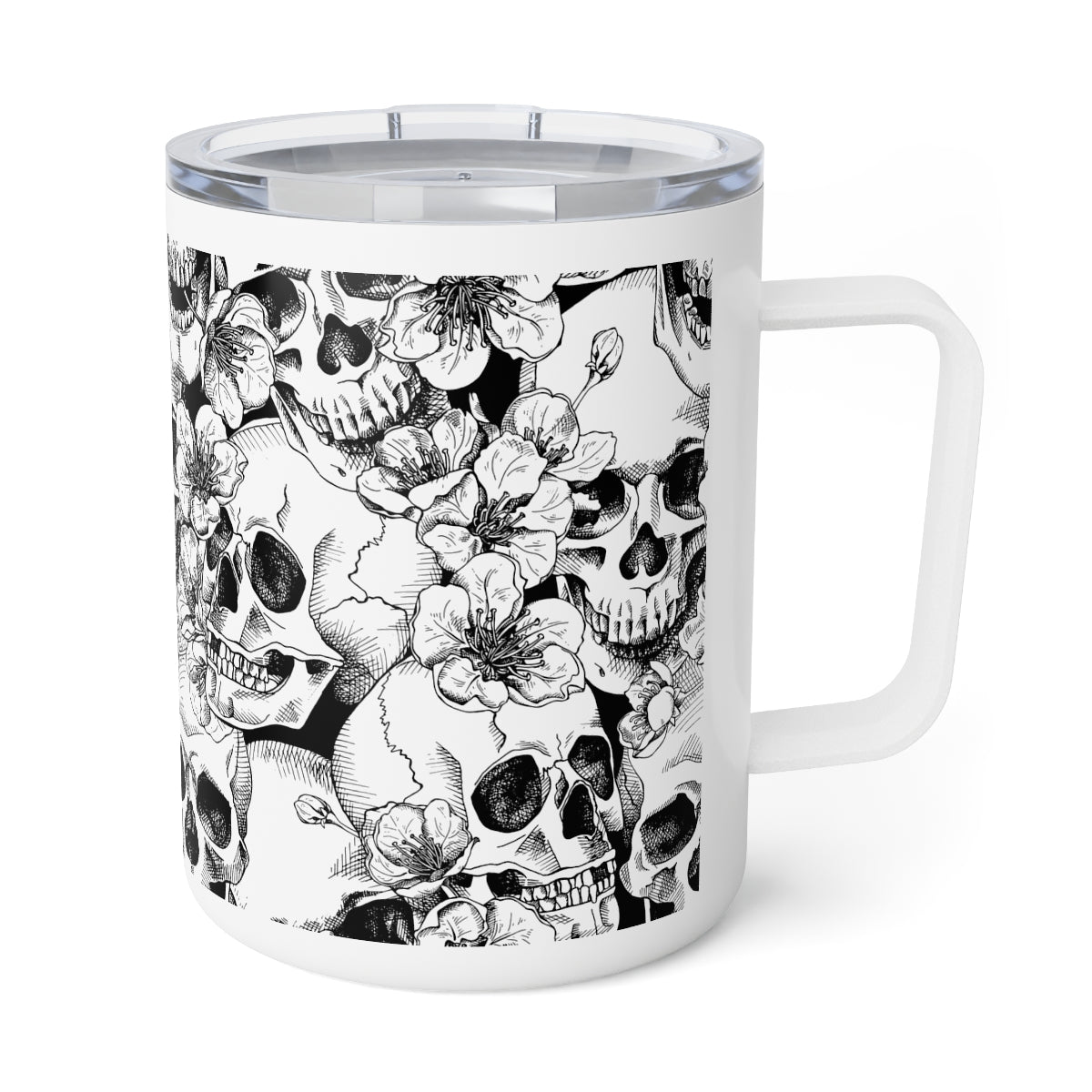Abstract Flowers Insulated Coffee Mug, 10oz Stainless Steel Travel