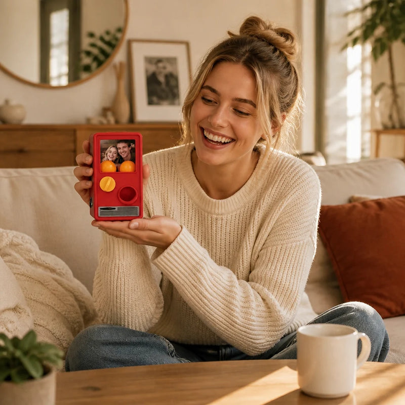 Custom Photo and Song Capsule Music Player · Everyday Use in Cozy Home Setting