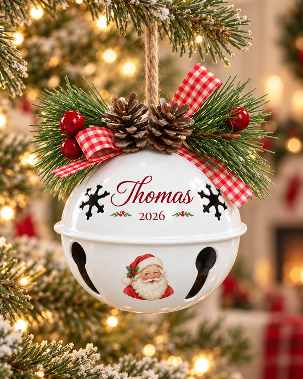 Personalized Vintage Santa Bell Ornament