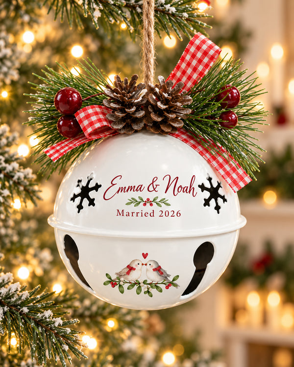 Personalized First Christmas Married Bell Ornament