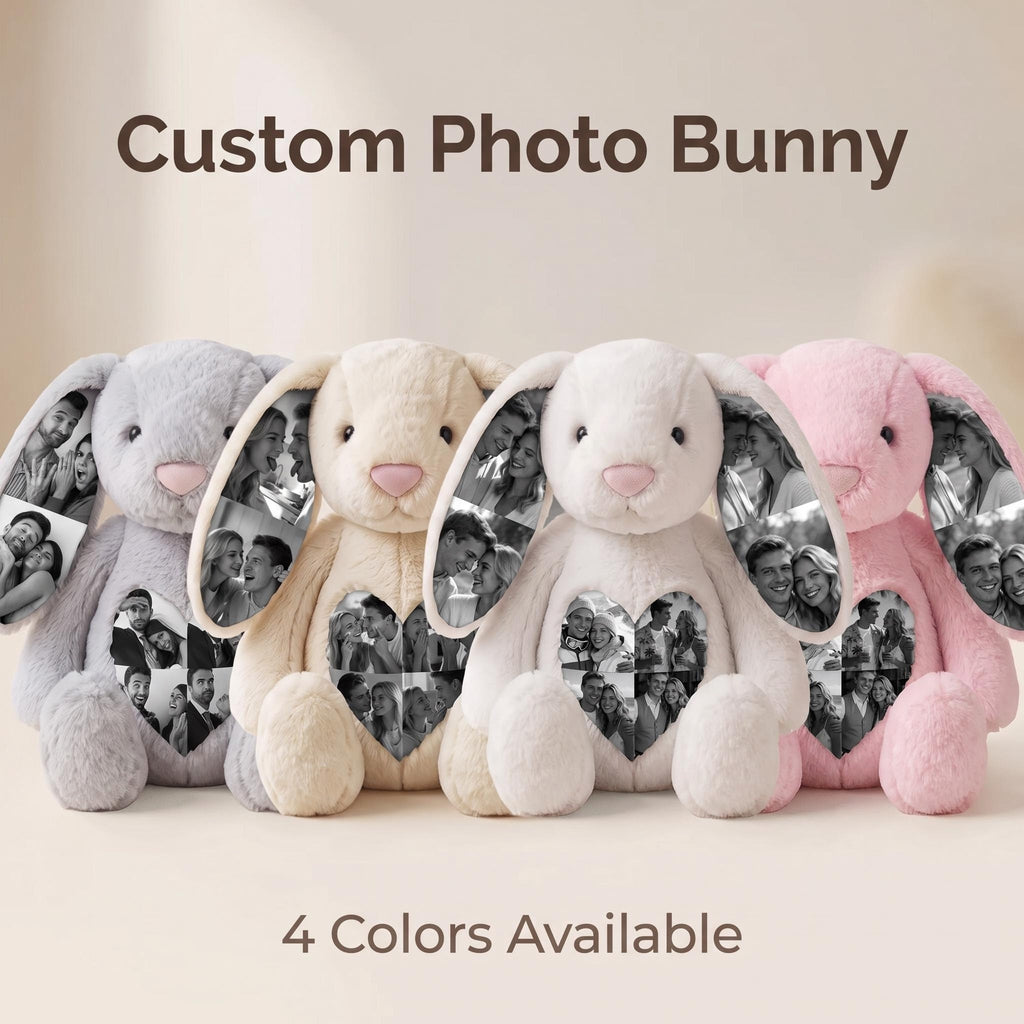 Custom Photo Bunny Plush on Ears & Belly
