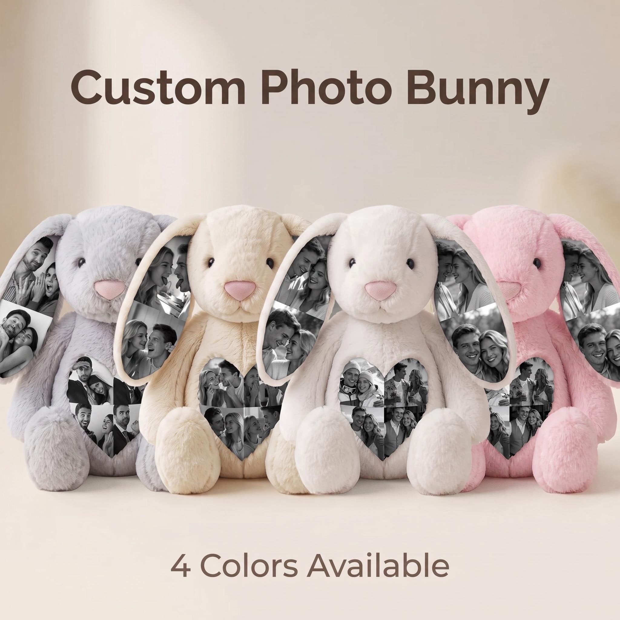Custom Photo Bunny Plush on Ears & Belly