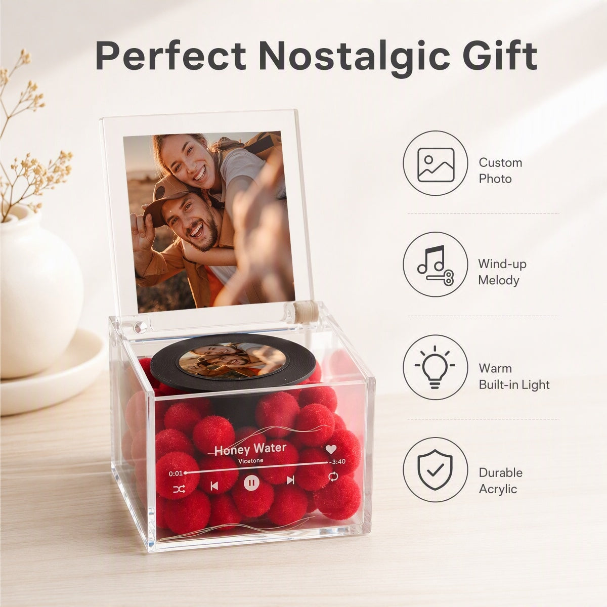 Custom Photo Music Box with Light