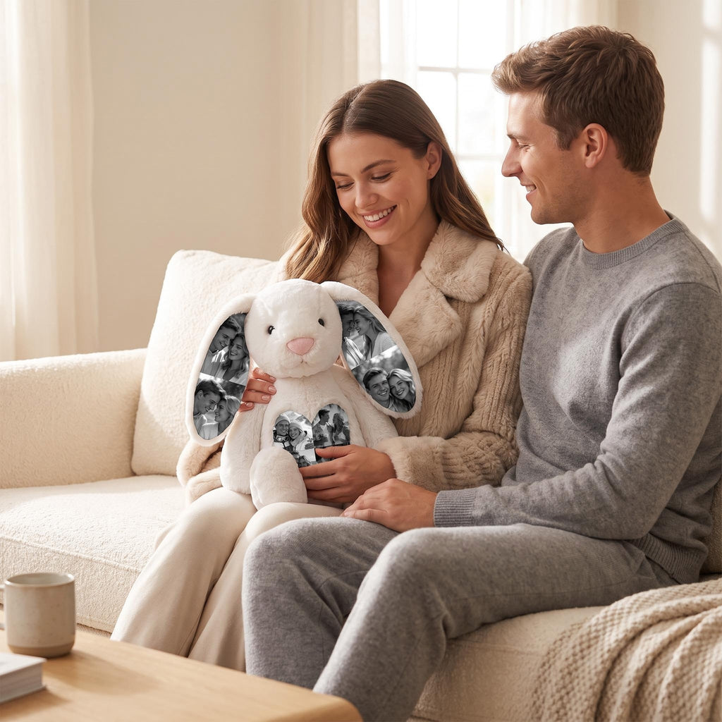 Custom Photo Bunny Plush on Ears & Belly