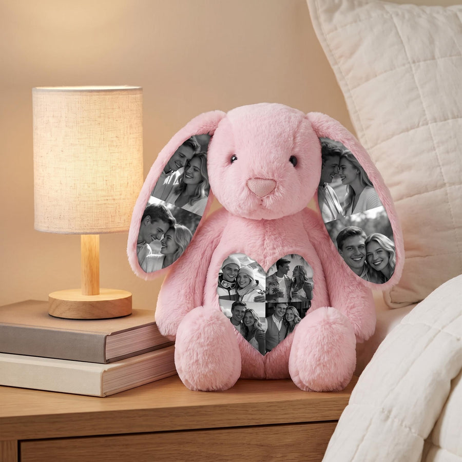 Custom Photo Bunny Plush on Ears & Belly