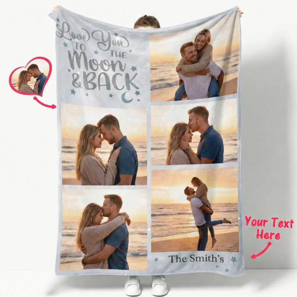 Personalized Photo Blanket for Couples - Custom Memory Throw