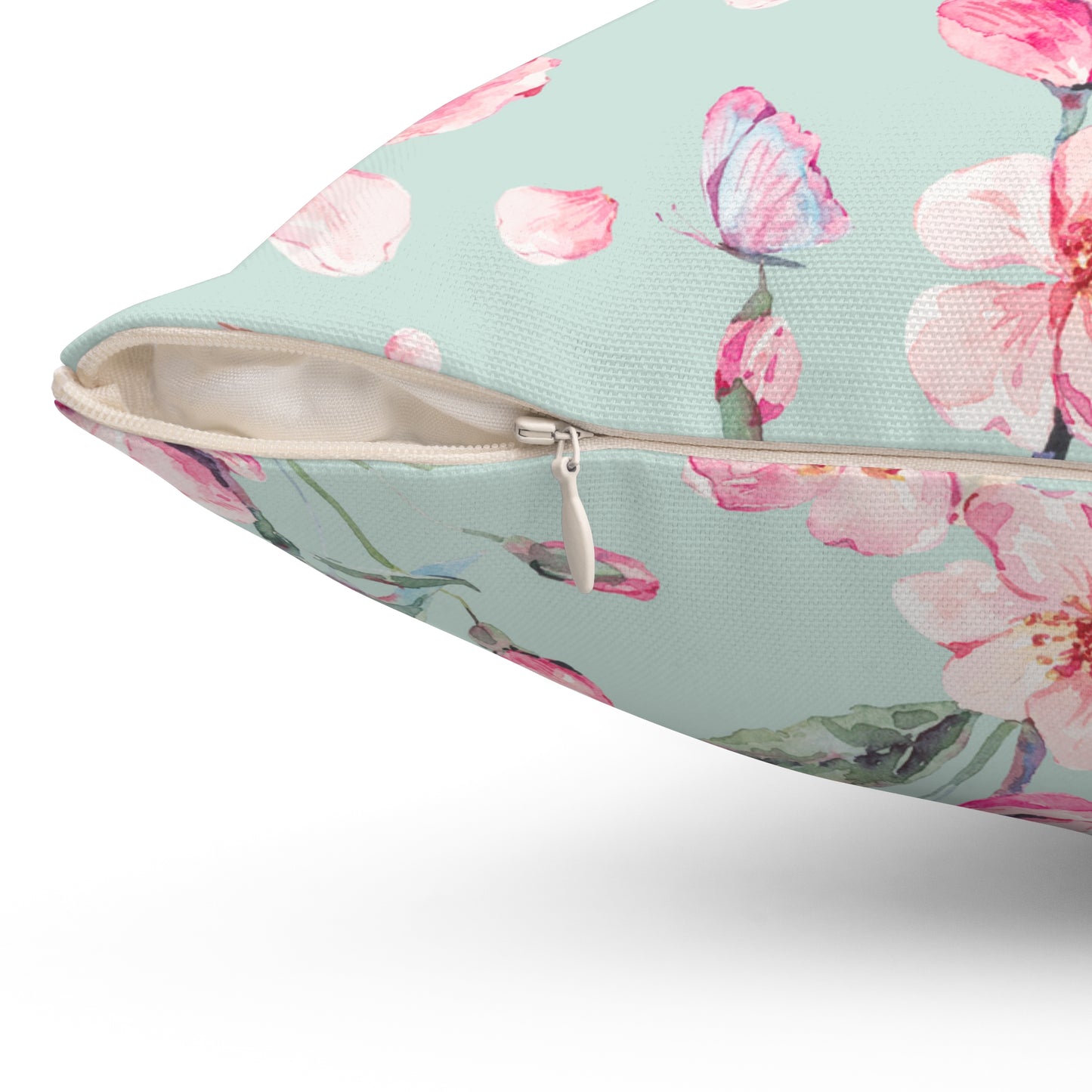 Cherry Blossoms and Honey Bees Spun Polyester Square Pillow