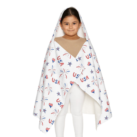 Hearts and Fireworks Youth Hooded Towel