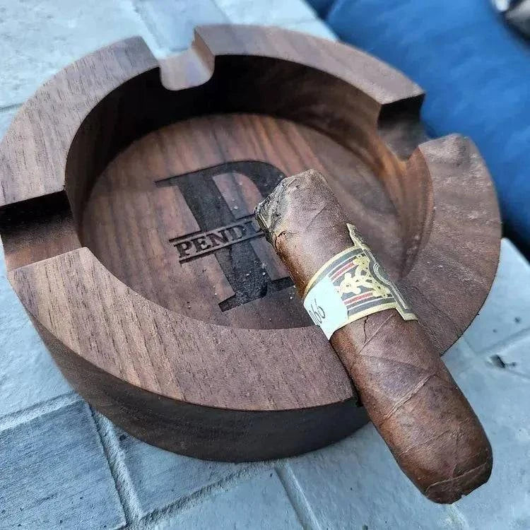 Custom Engraved Walnut Wood Cigar Ashtray