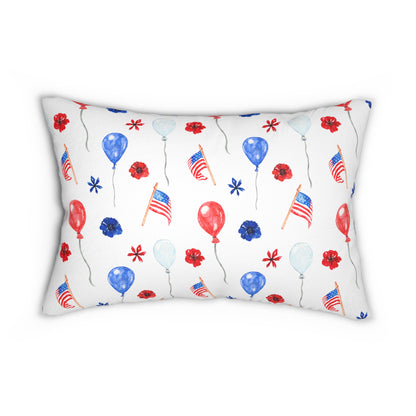 American Flags and Balloons Spun Polyester Lumbar Pillow