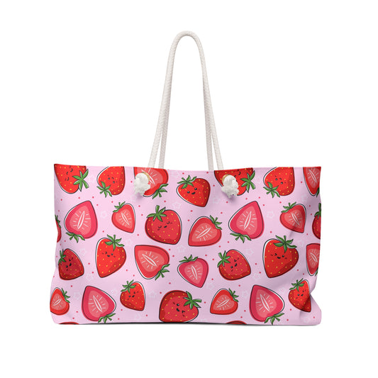 Kawaii Strawberries Weekender Bag