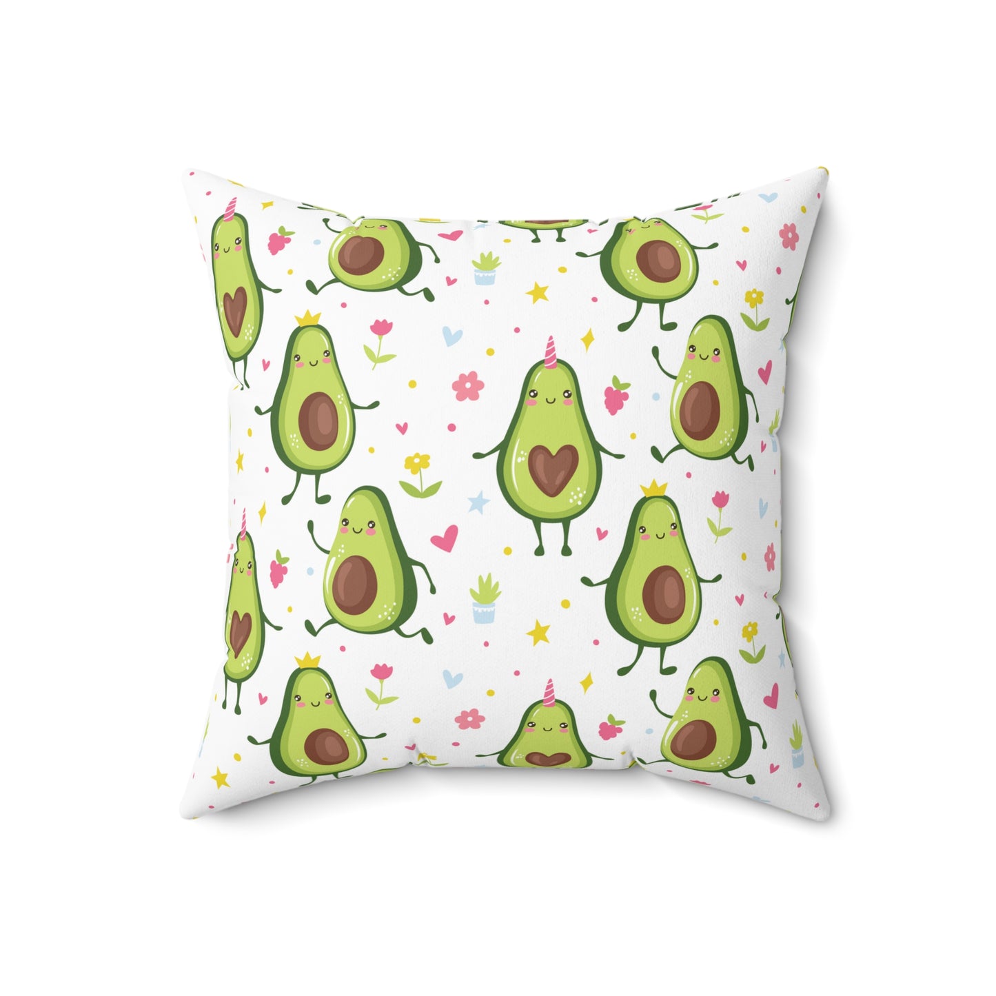 Kawaii Avocados Spun Polyester Square Pillow