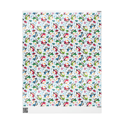 Penguins and Snowflakes Gift Wrap Paper
