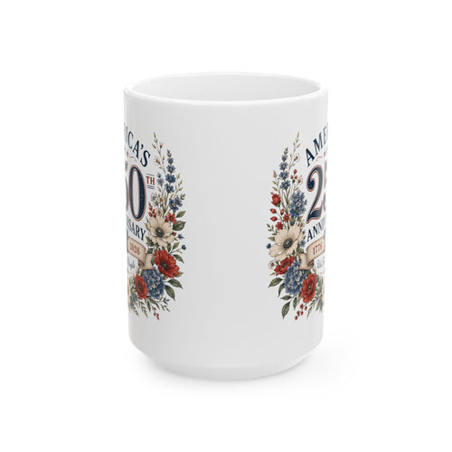 20th Anniversary Floral Wreath Mug | Ceramic Anniversary Coffee Cup