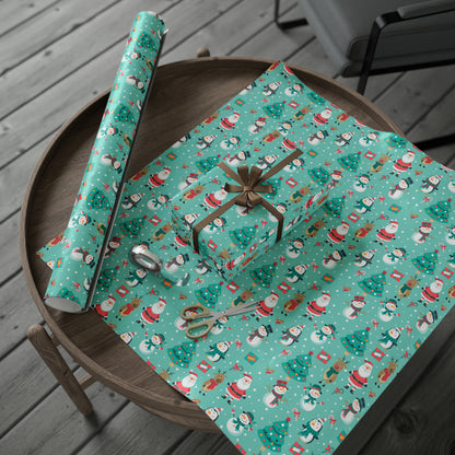 Santa and Reindeers Gift Wrap Paper