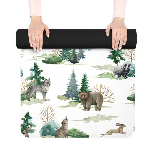 Wild Forest Animals Rubber Yoga Mat