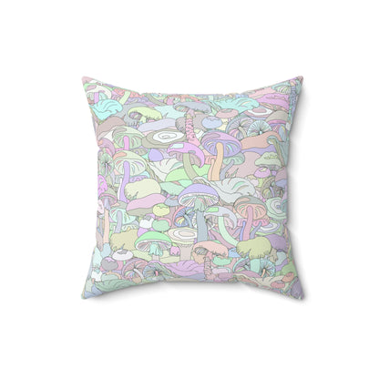 Pastel Mushrooms Spun Polyester Square Pillow