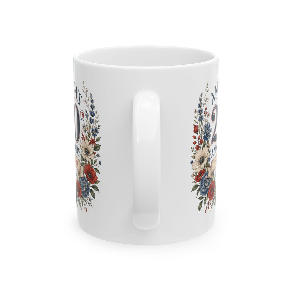 20th Anniversary Floral Wreath Mug | Ceramic Anniversary Coffee Cup