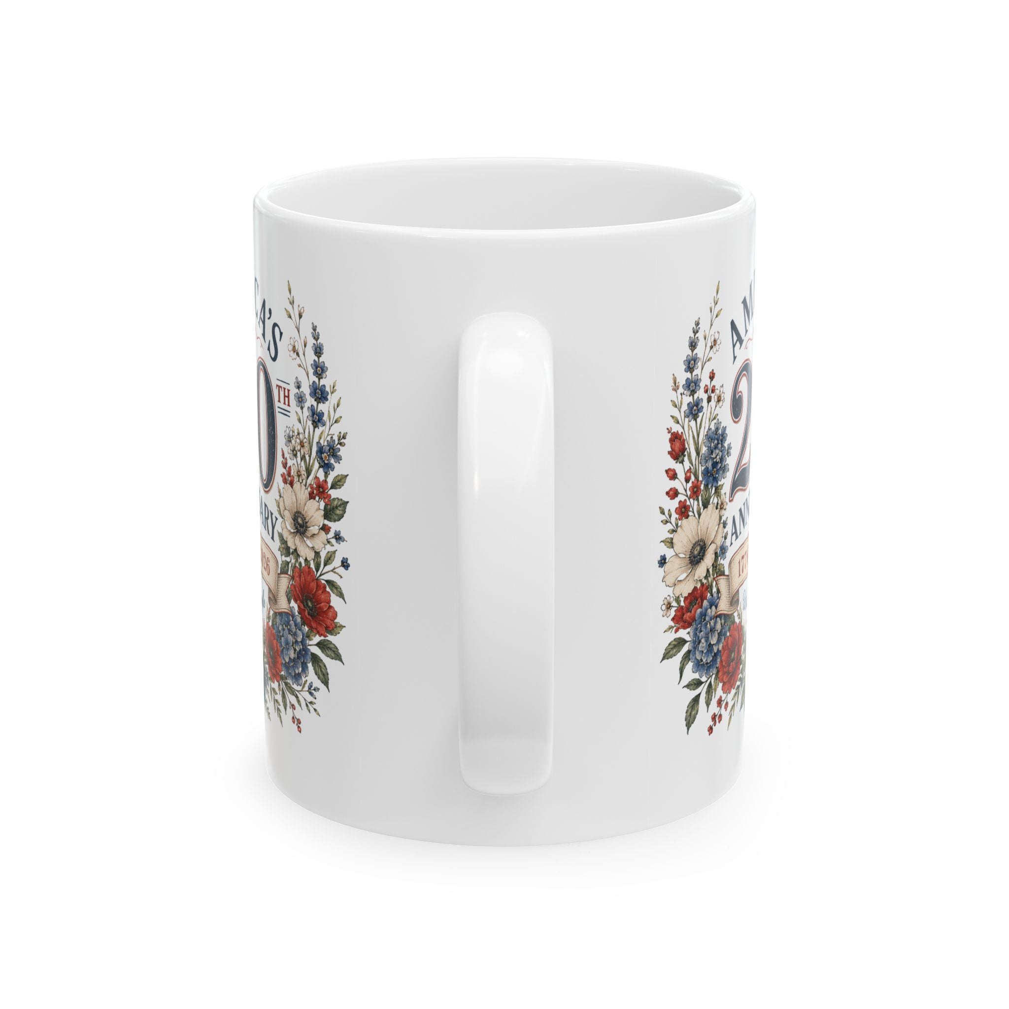 20th Anniversary Floral Wreath Mug | Ceramic Anniversary Coffee Cup