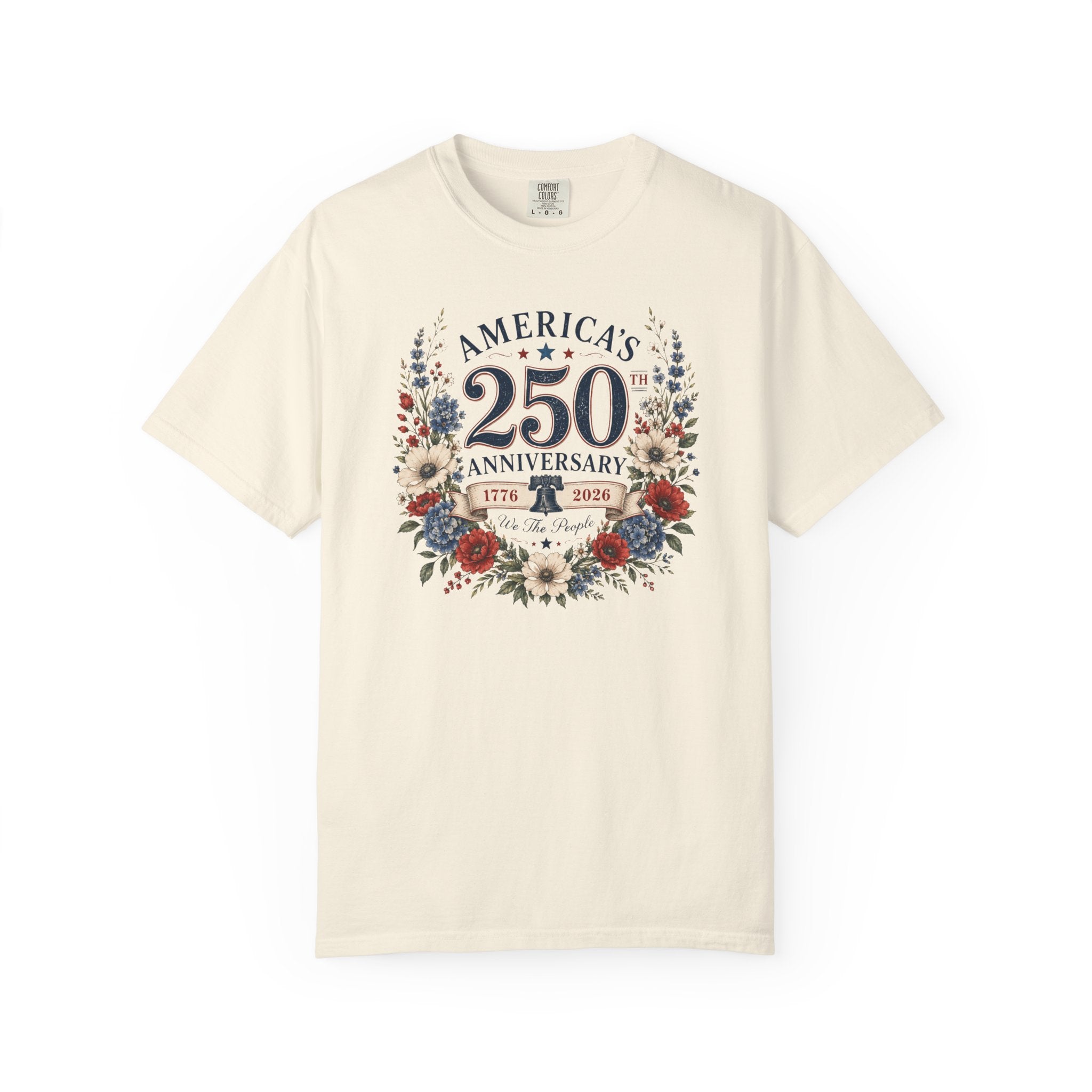 America's 250th Anniversary floral wreath T-Shirt | 1776-2026 patriotic design