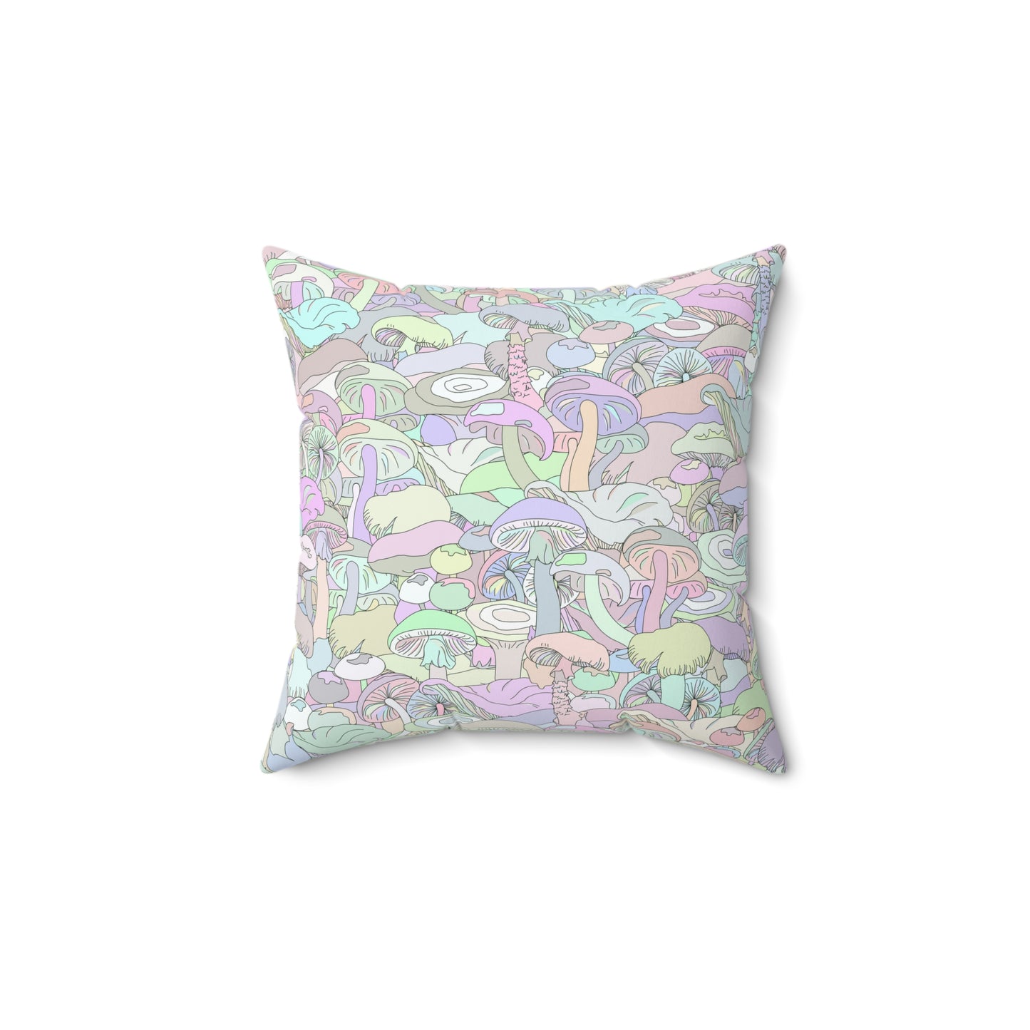 Pastel Mushrooms Spun Polyester Square Pillow