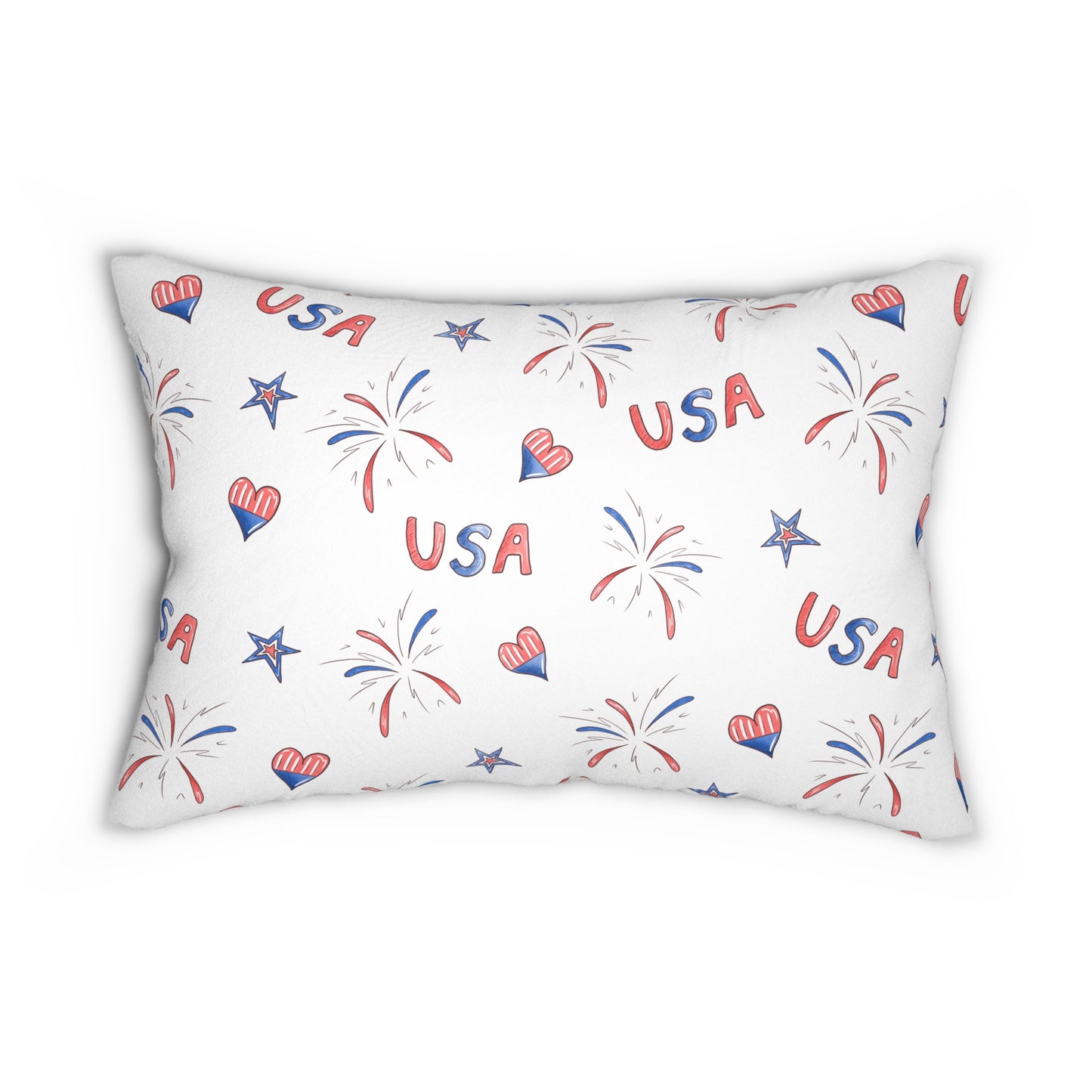 Hearts and Fireworks Spun Polyester Lumbar Pillow