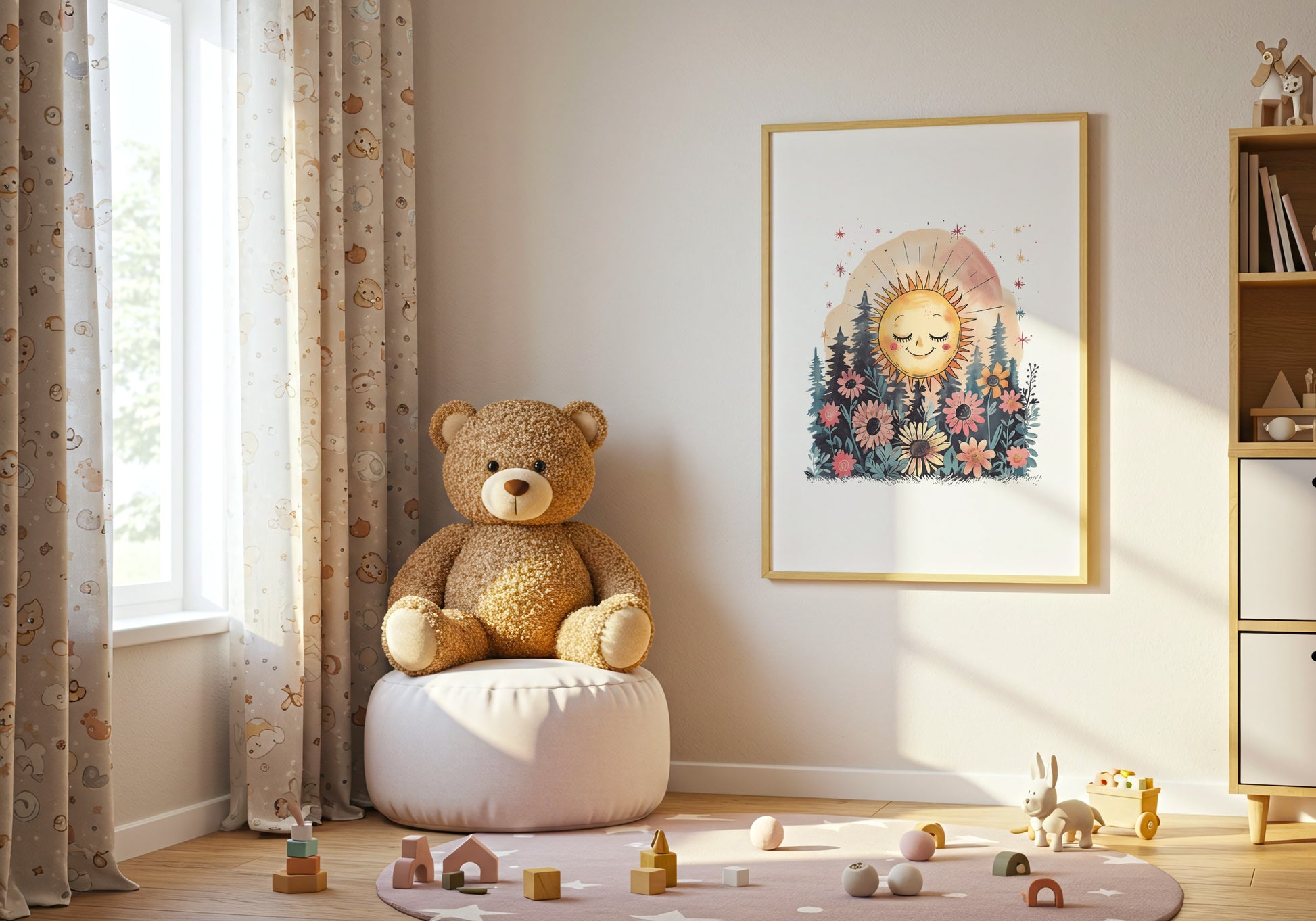 Adorable Sun and Flowers Nursery Wall Art product