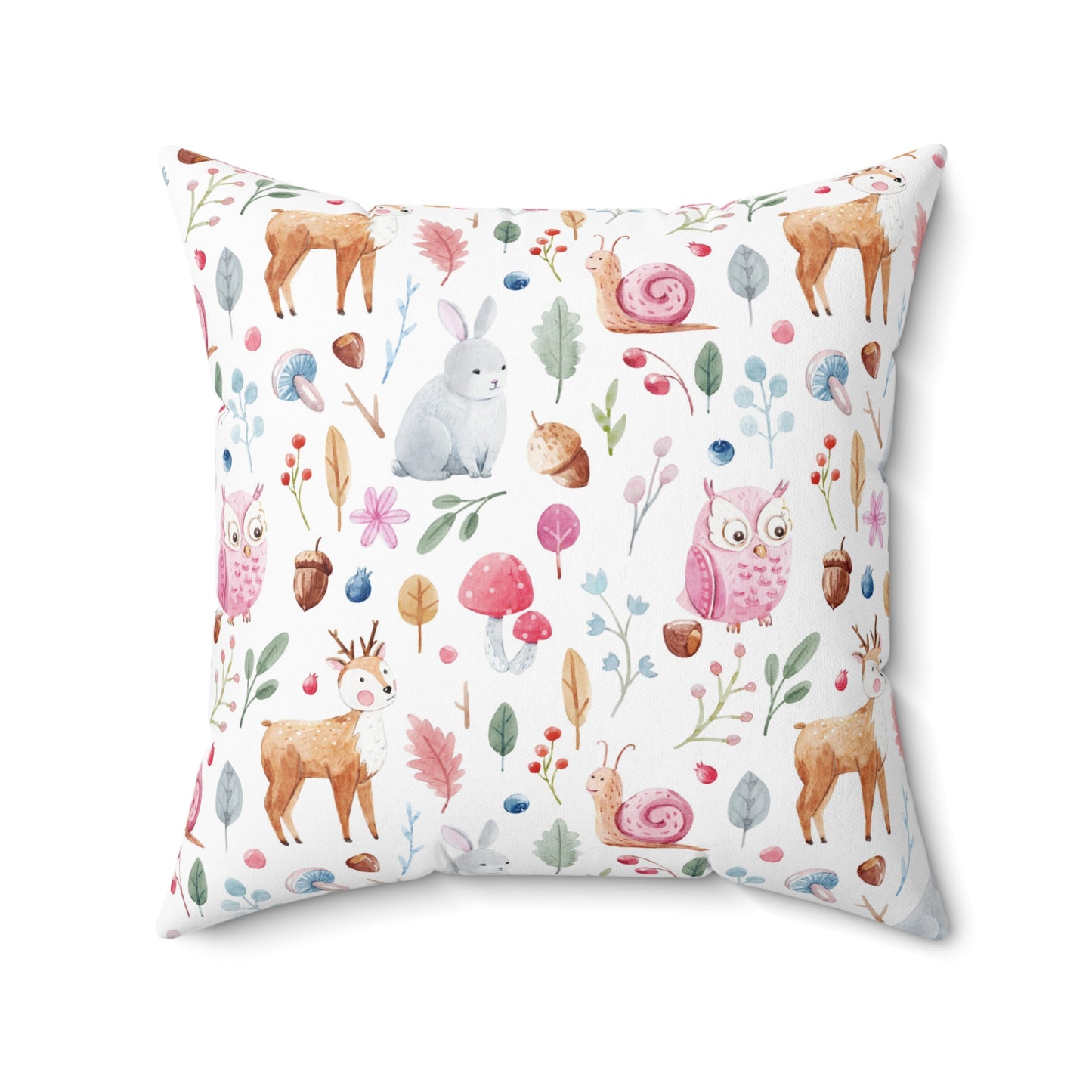 Fairy Forest Animals Spun Polyester Square Pillow