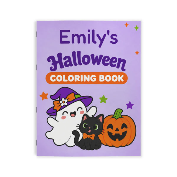 Personalized Ghost, Black Cat & Pumpkin Kids Activity & Coloring Book