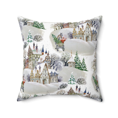 Winter Village Spun Polyester Square Pillow