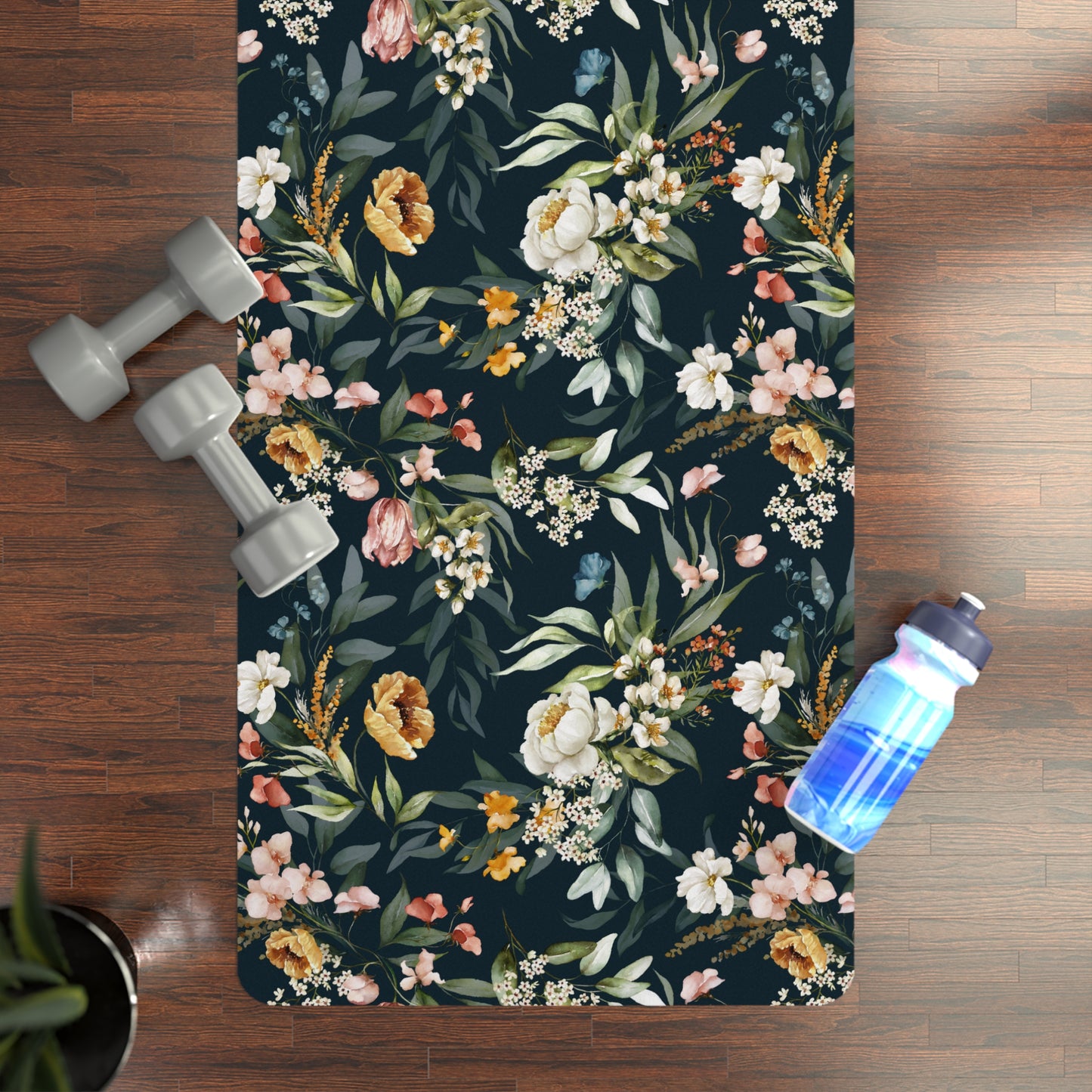 Watercolor Flowers Rubber Yoga Mat