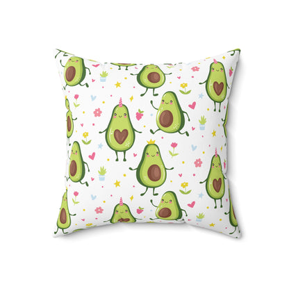 Kawaii Avocados Spun Polyester Square Pillow