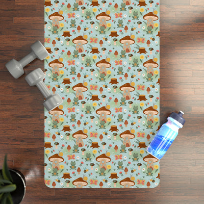 Frogs and Mushrooms Rubber Yoga Mat