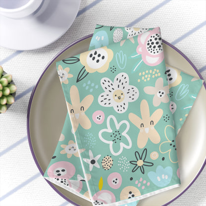 Abstract Flowers 4 Pack Cloth Napkins 19x19