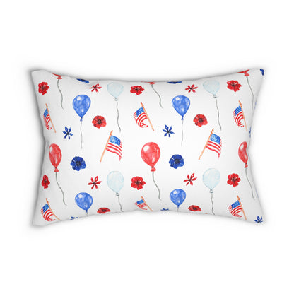 American Flags and Balloons Spun Polyester Lumbar Pillow