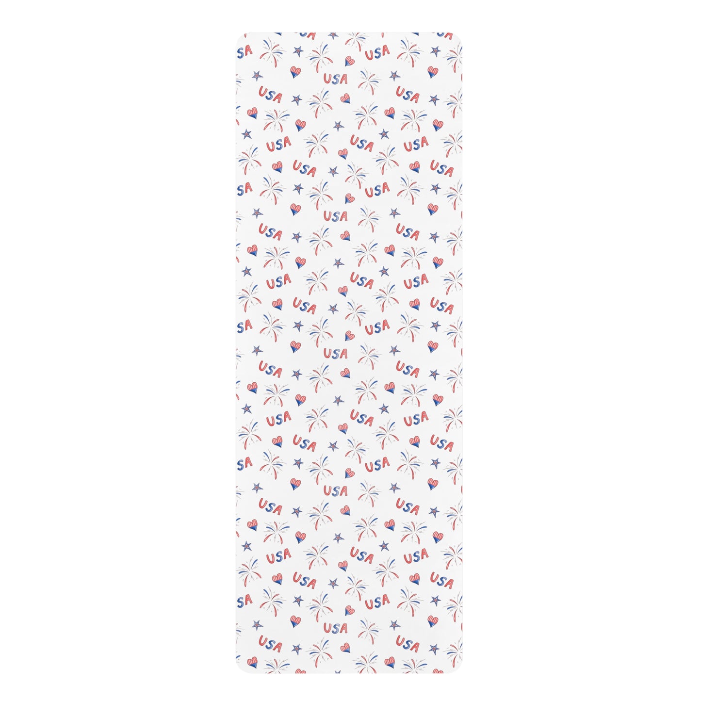 Hearts and Fireworks Rubber Yoga Mat