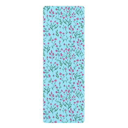 Bright Pink Flowers Rubber Yoga Mat