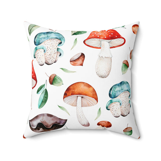 Acorns and Mushrooms Spun Polyester Square Pillow