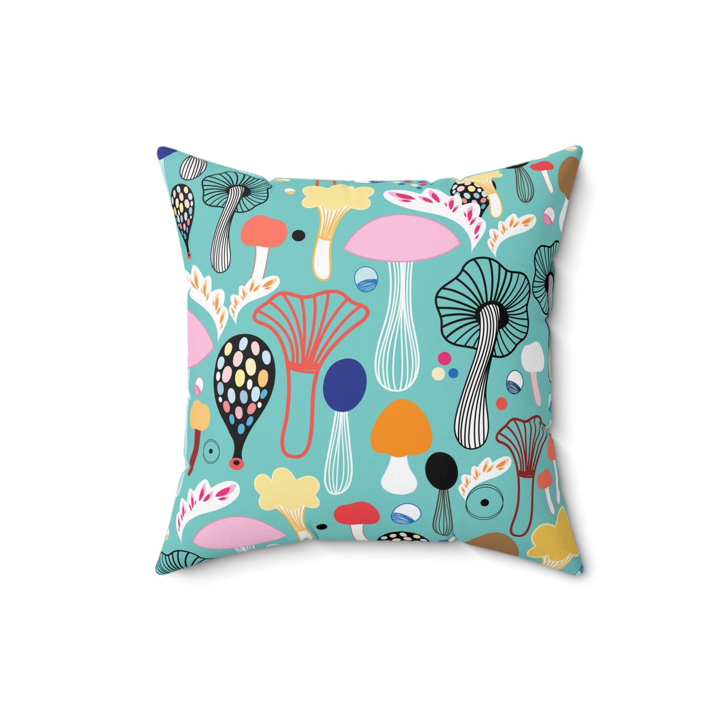 Colorful Mushrooms Spun Polyester Square Pillow