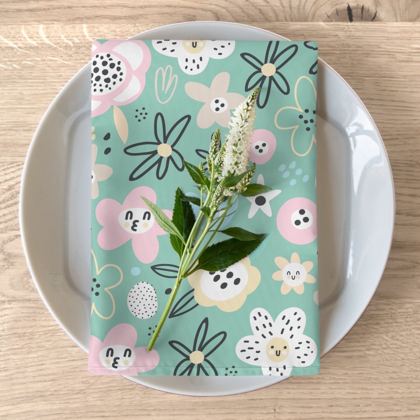 Abstract Flowers 4 Pack Cloth Napkins 19x19