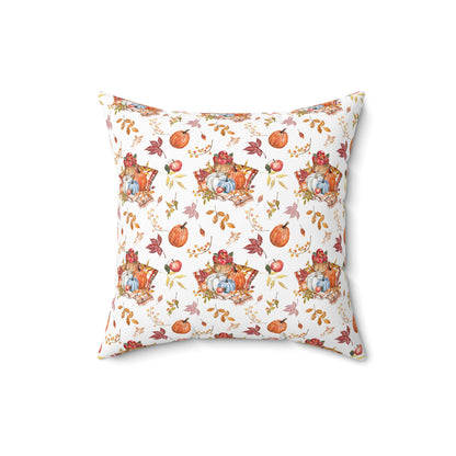 Fall Pumpkins and Apples Spun Polyester Square Pillow