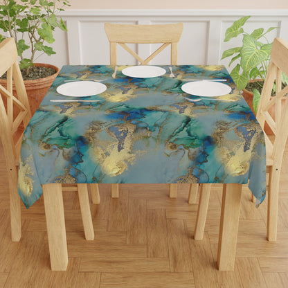 Gold and Blue Marble Tablecloth