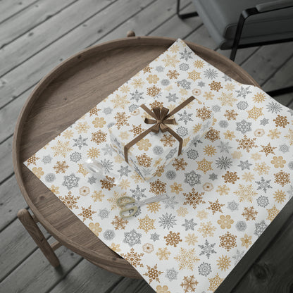 Gold and Silver Snowflakes Gift Wrap Paper